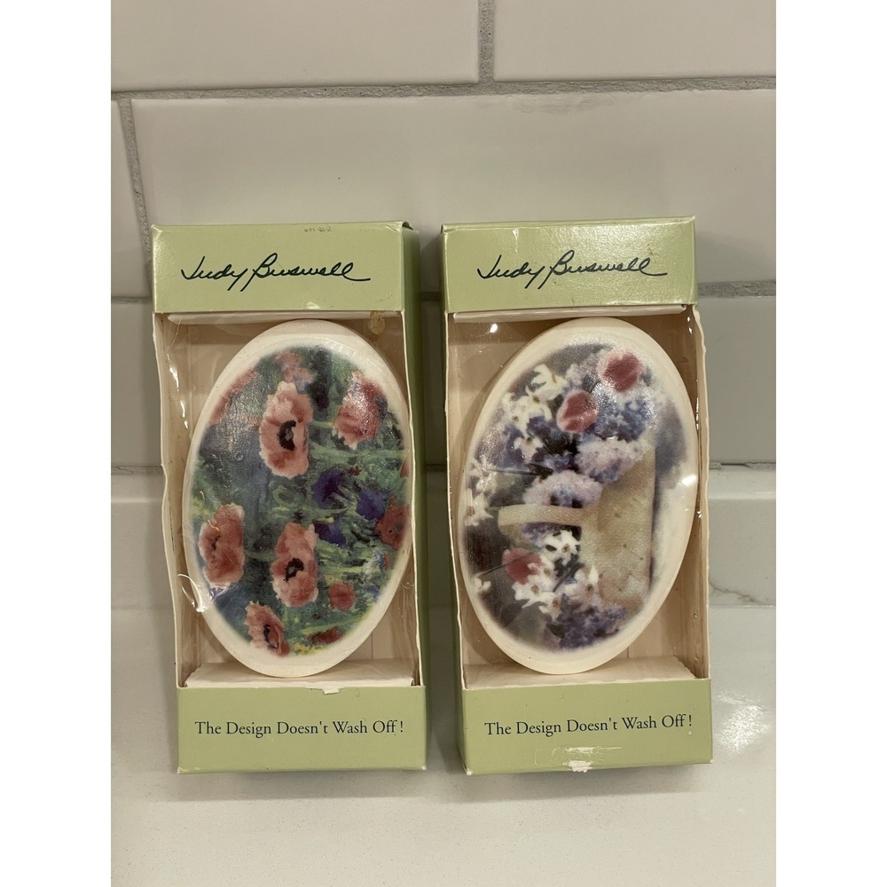 Judy Buswell Decorative Bar Soap Lot x 2 Floral Rose Scented Cottage‎ 3 oz Art